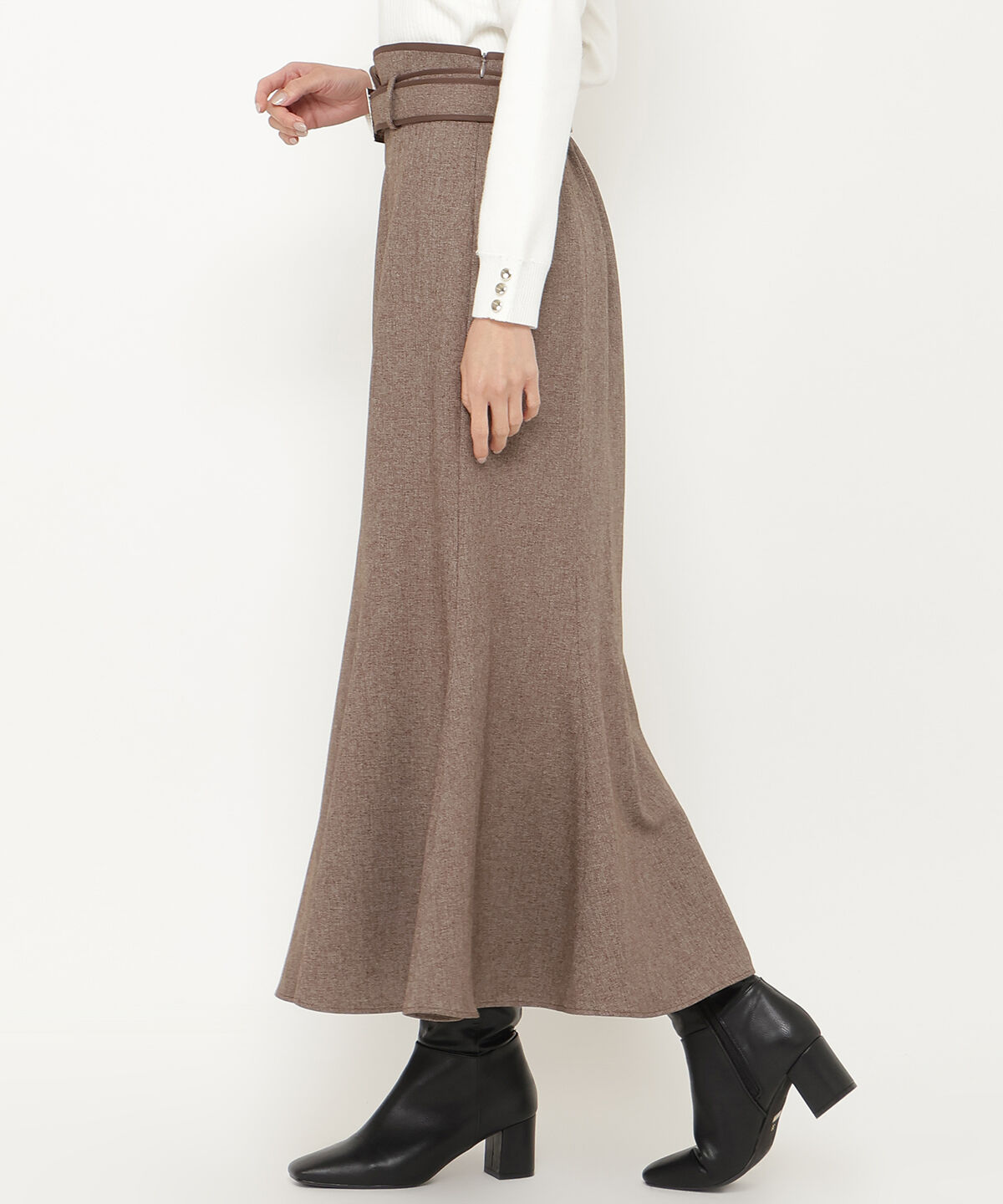 アンドクチュール「ベルト付きパイピングマーメイドスカート」|スカート|