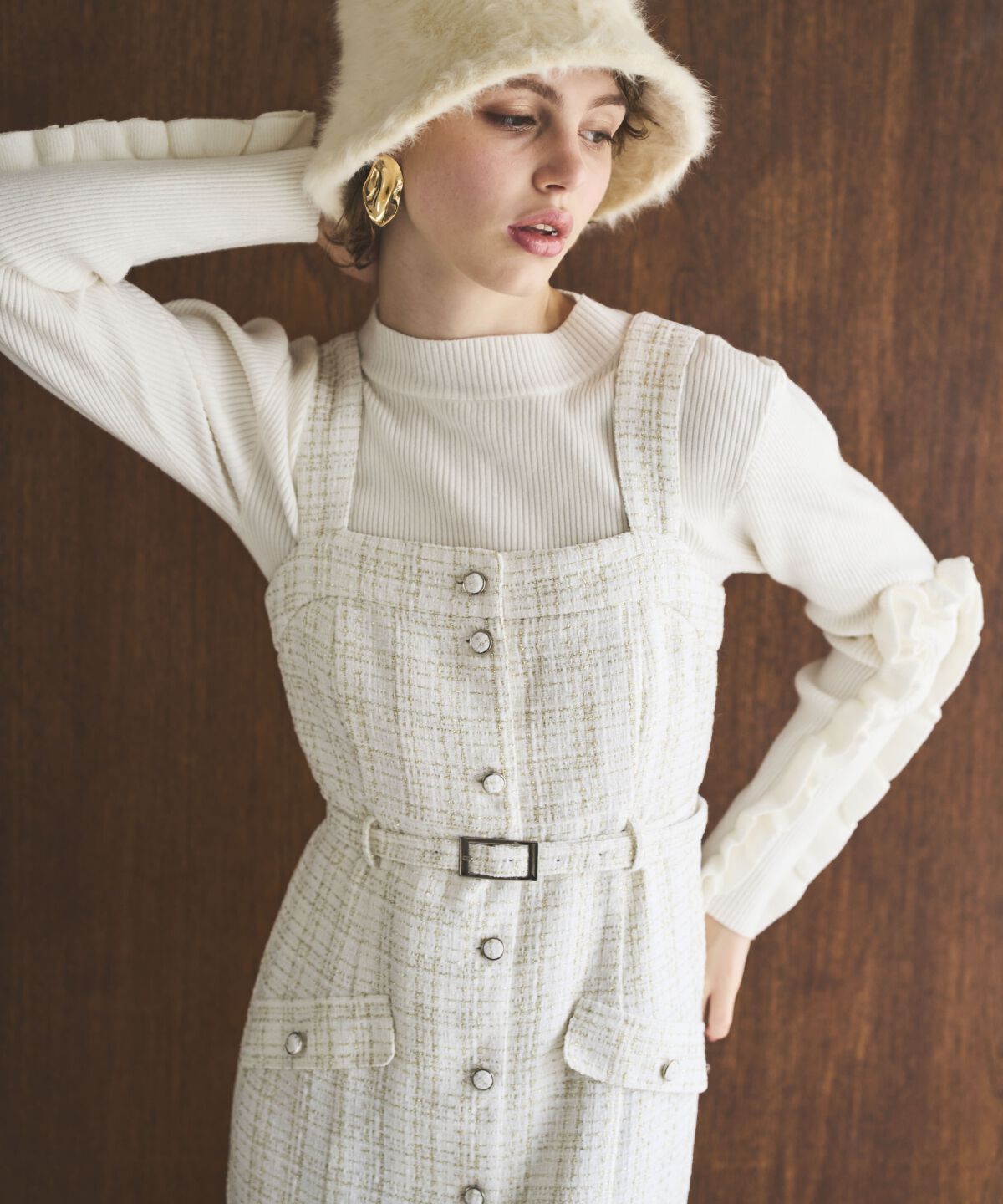 アンドクチュール「ツイードキャミジャンスカ」|ジャンパースカート|