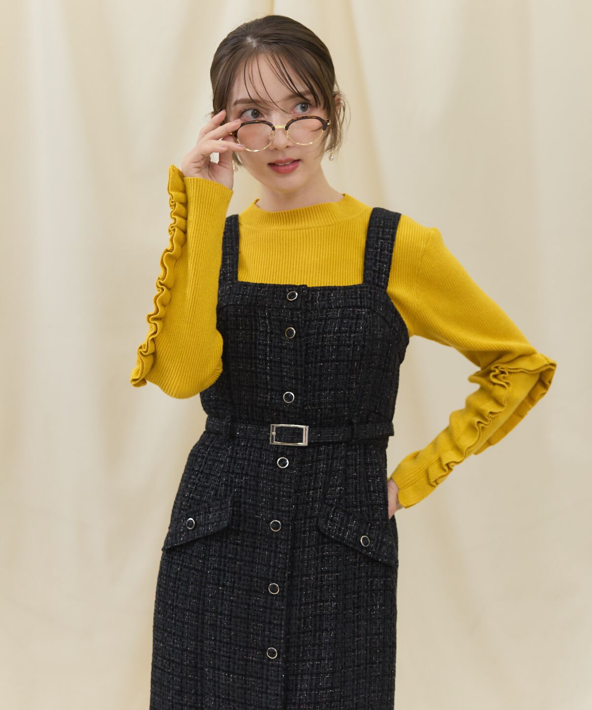 アンドクチュール「ツイードキャミジャンスカ」|ジャンパースカート|