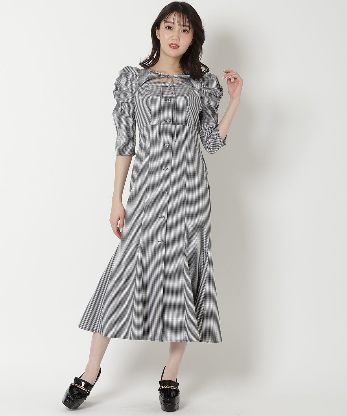 REDYAZEL「デコルテリボンあきマーメイドワンピース」|ワンピース|ブラック