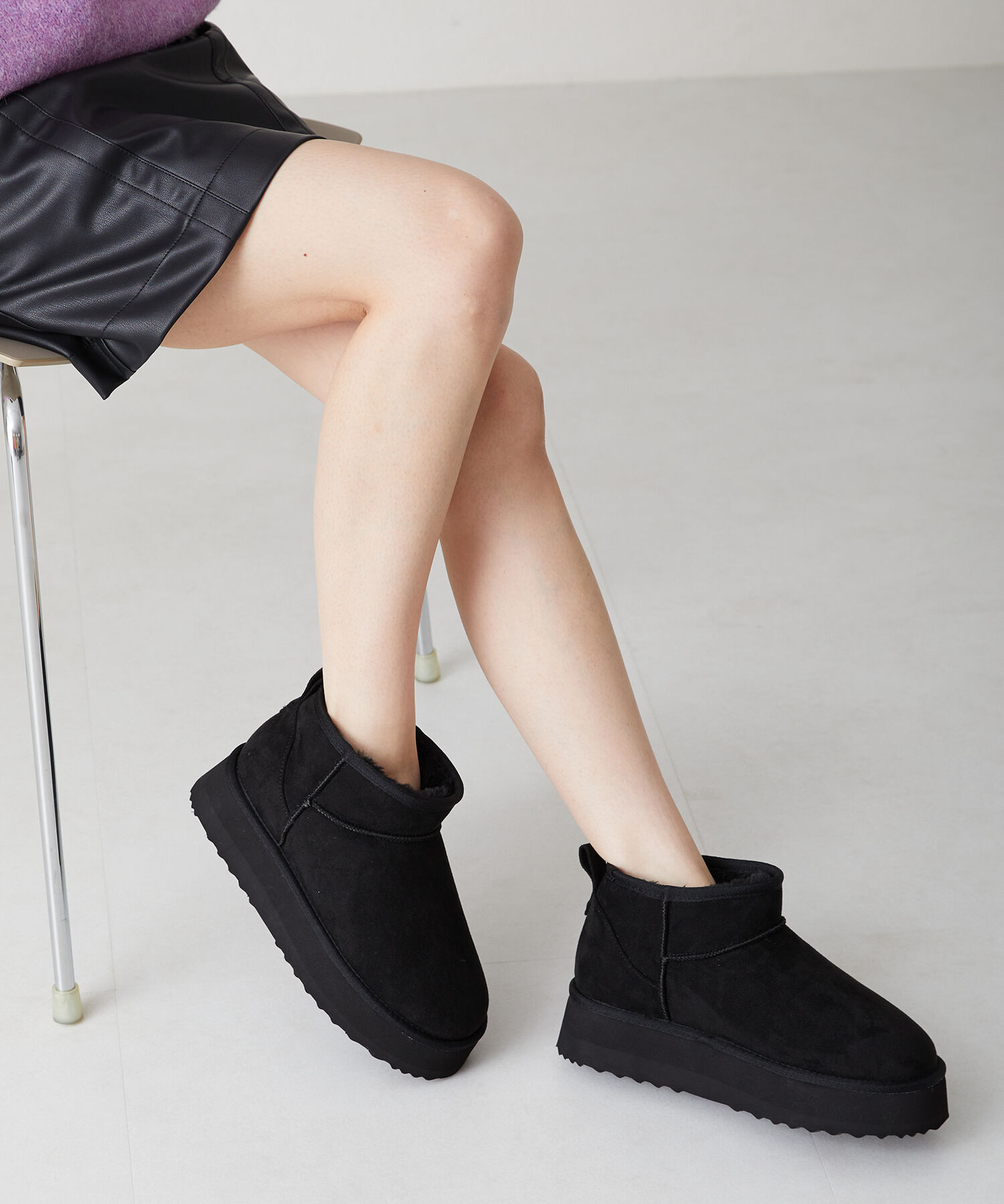 ORiental TRaffic「【累計1万足突破】 厚底 ムートン ショートブーツ /35401 軽量 防寒」|ショートブーツ|