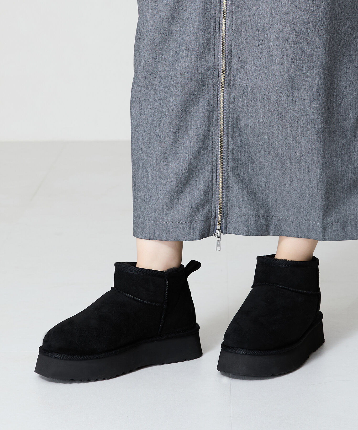 ORiental TRaffic「【累計1万足突破】 厚底 ムートン ショートブーツ /35401 軽量 防寒」|ショートブーツ|