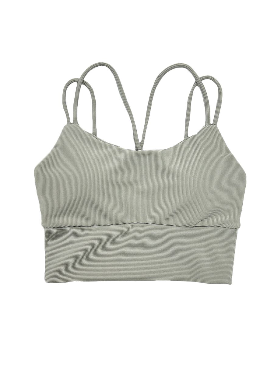 ALBOVE「リブ素材ストラッピーショルダーブラ」|ビキニ|グレー
