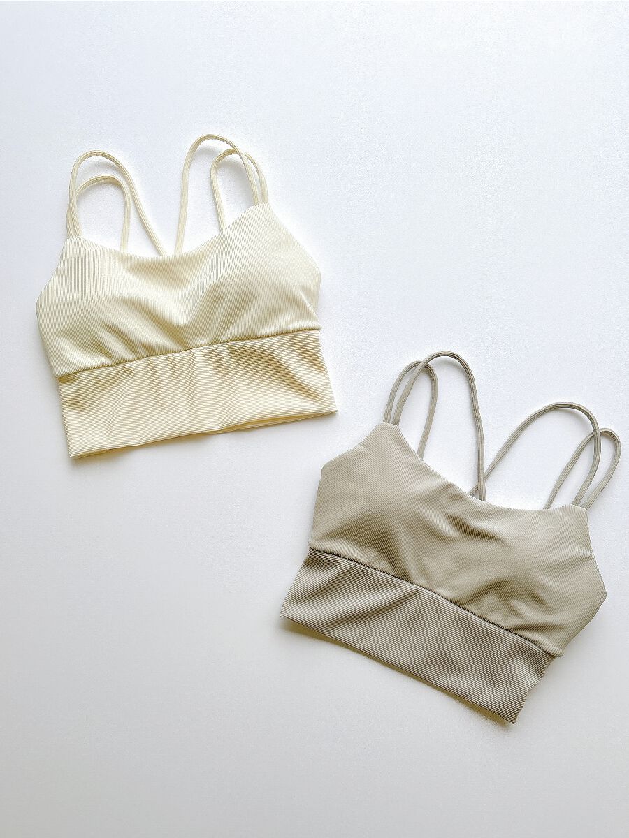 ALBOVE「リブ素材ストラッピーショルダーブラ」|ビキニ|