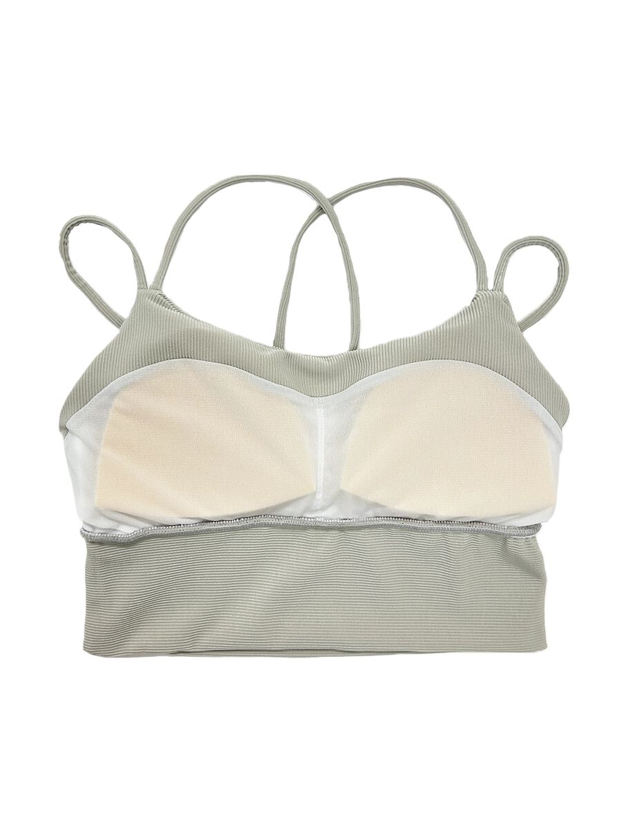 ALBOVE「リブ素材ストラッピーショルダーブラ」|ビキニ|