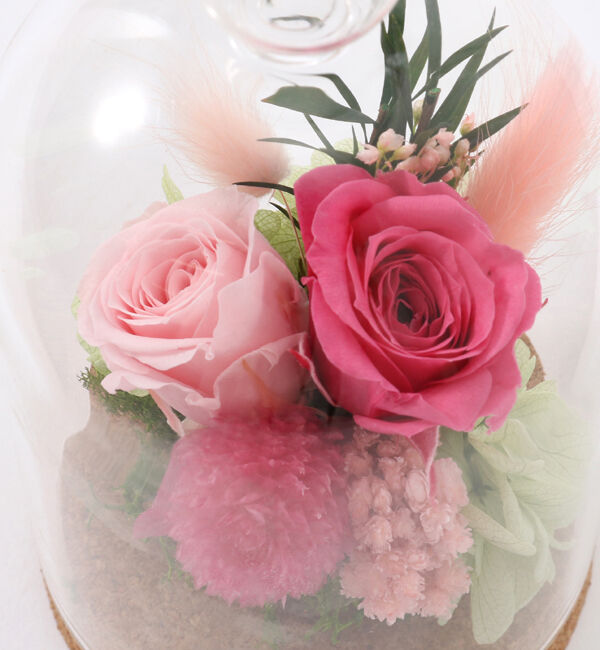 fleurage un「ガラスドーム型　プリザーブドフラワー入りアレンジメント〈ピンク〉」|その他|