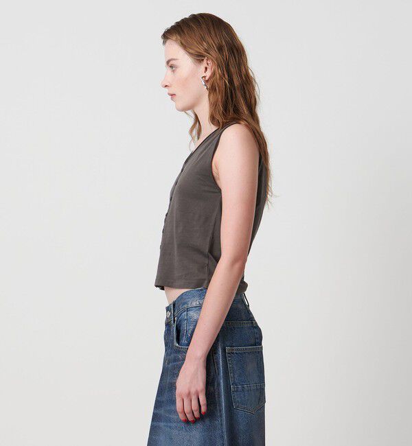 ASTRAET「＜ASTRAET＞ハイゲージ テンジク  ボタン Uネックベスト」|Tシャツ・カットソー|