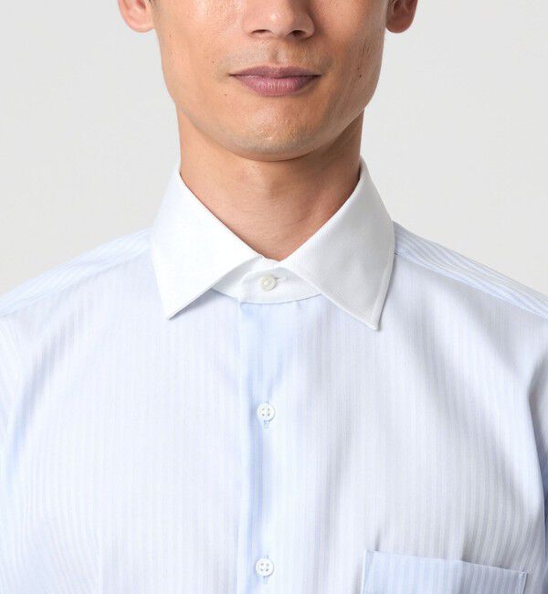 UNITED ARROWS green label relaxing「コットン シャドーストライプ クレリック ワイドカラー ドレスシャツ -イージーアイロン-」|シャツ・ブラウス|