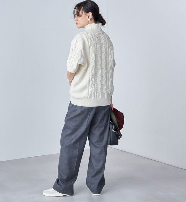 SHIPS for women「【SHIPS別注】WRAPINKNOT:ハイネック ショート スリーブ ケーブル」|ニット・セーター|