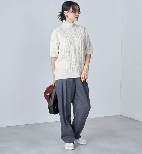 SHIPS for women「【SHIPS別注】WRAPINKNOT:ハイネック ショート スリーブ ケーブル」|ニット・セーター|