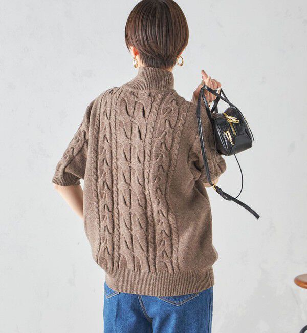 SHIPS for women「【SHIPS別注】WRAPINKNOT:ハイネック ショート スリーブ ケーブル」|ニット・セーター|