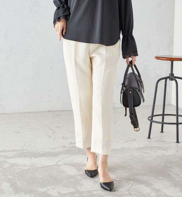 SHIPS for women「〈手洗い可能〉フクレ ジャカード テーパード パンツ」|その他|ナチュラル