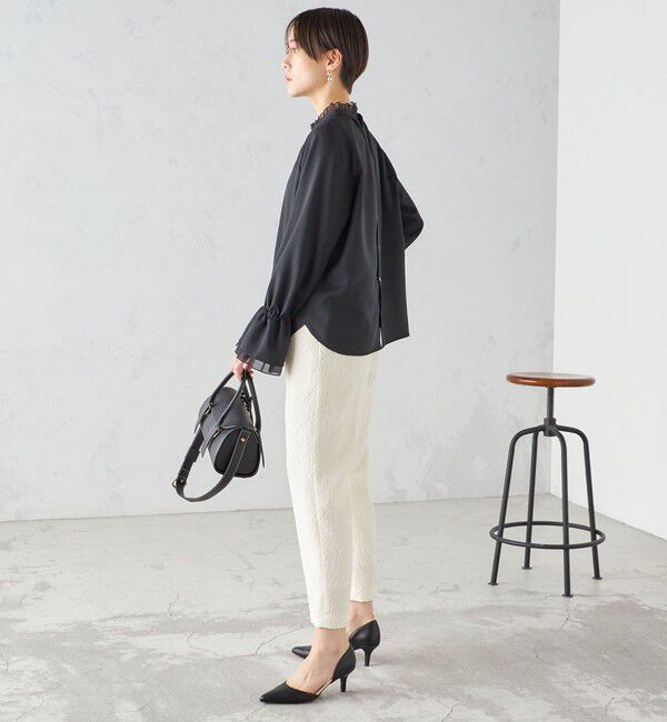 SHIPS for women「〈手洗い可能〉フクレ ジャカード テーパード パンツ」|その他|