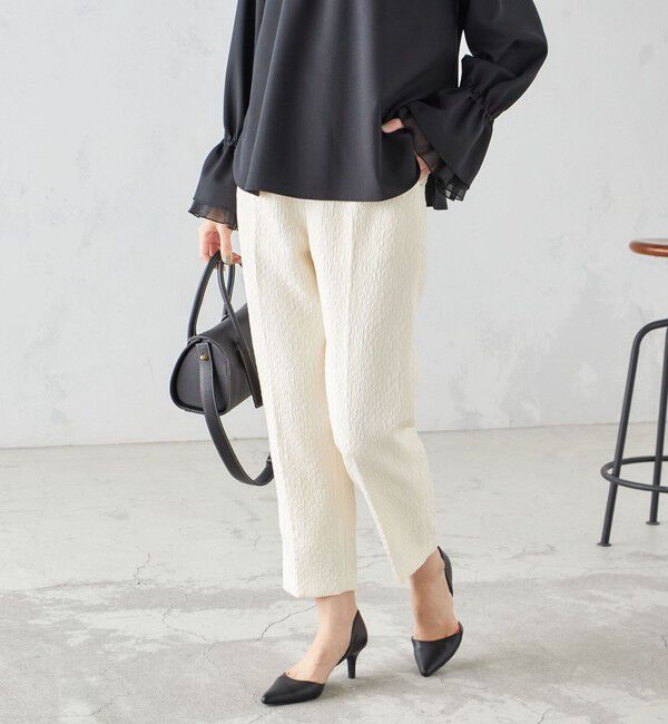 SHIPS for women「〈手洗い可能〉フクレ ジャカード テーパード パンツ」|その他|