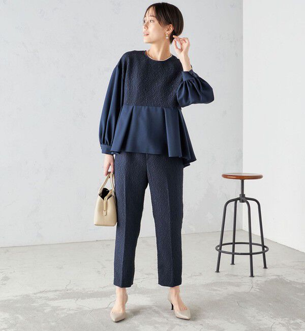 SHIPS for women「〈手洗い可能〉フクレ ジャカード テーパード パンツ」|その他|