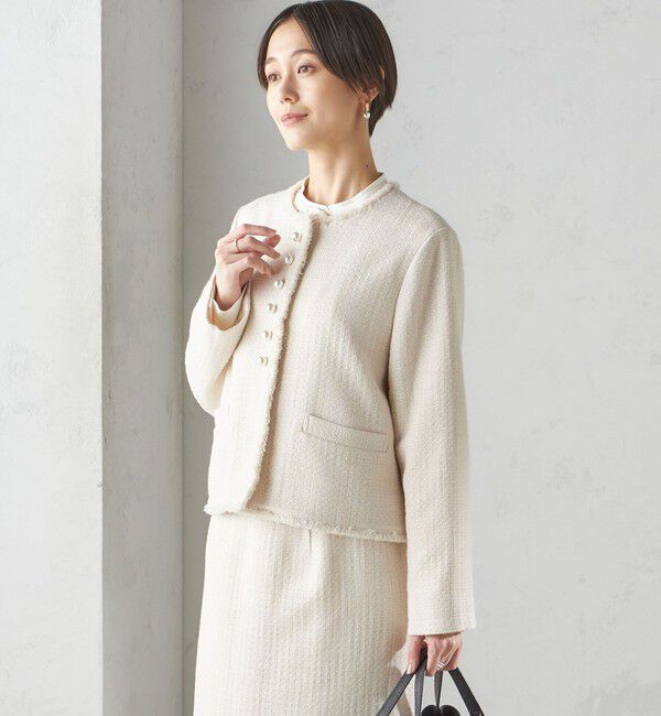 SHIPS for women「〈セレモニー対応可〉スラブ ツイード ノーカラー ジャケット（セットアップ対応）」|ノーカラージャケット|