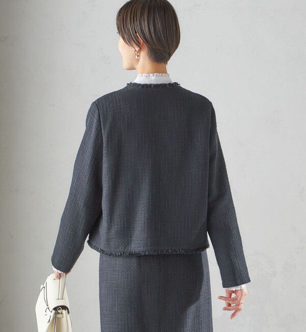 SHIPS for women「〈セレモニー対応可〉スラブ ツイード ノーカラー ジャケット（セットアップ対応）」|ノーカラージャケット|