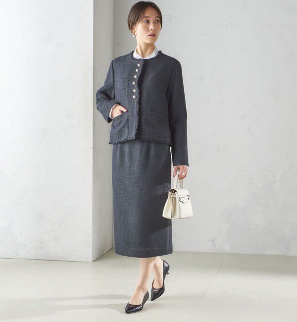 SHIPS for women「〈セレモニー対応可〉スラブ ツイード ノーカラー ジャケット（セットアップ対応）」|ノーカラージャケット|