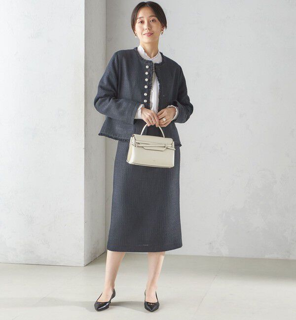 SHIPS for women「〈セレモニー対応可〉スラブ ツイード ノーカラー ジャケット（セットアップ対応）」|ノーカラージャケット|