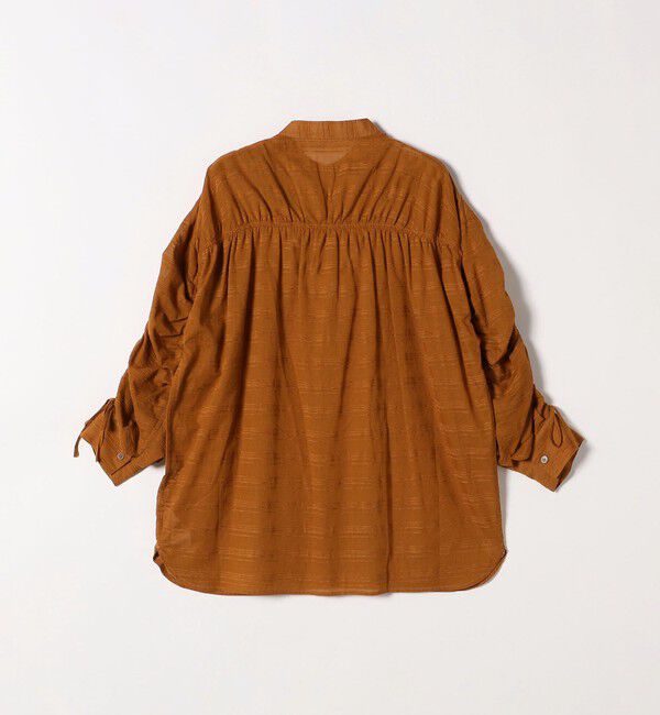 SHIPS any「SHIPS any: シアー ジャカード シャーリング バンドカラー シャツ」|シャツ・ブラウス|