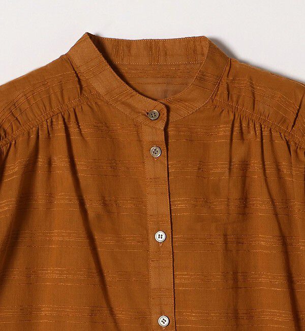 SHIPS any「SHIPS any: シアー ジャカード シャーリング バンドカラー シャツ」|シャツ・ブラウス|