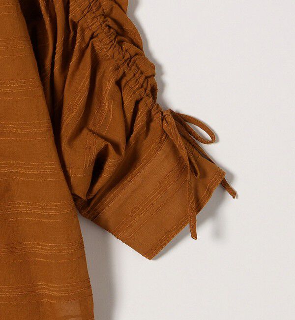 SHIPS any「SHIPS any: シアー ジャカード シャーリング バンドカラー シャツ」|シャツ・ブラウス|