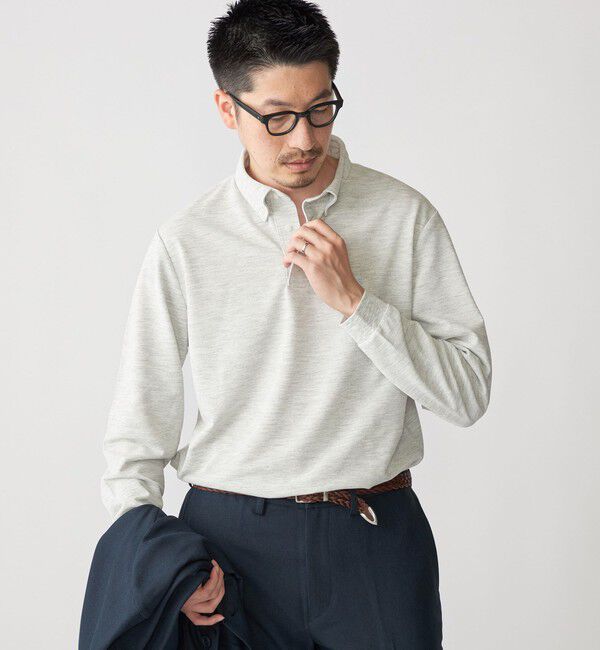 SHIPS「【WEB限定】SHIPS: 吸水速乾・UVケア Drymix（R）ワンポイントロゴ ボタンダウン 長袖ポロシャツ」|ポロシャツ|