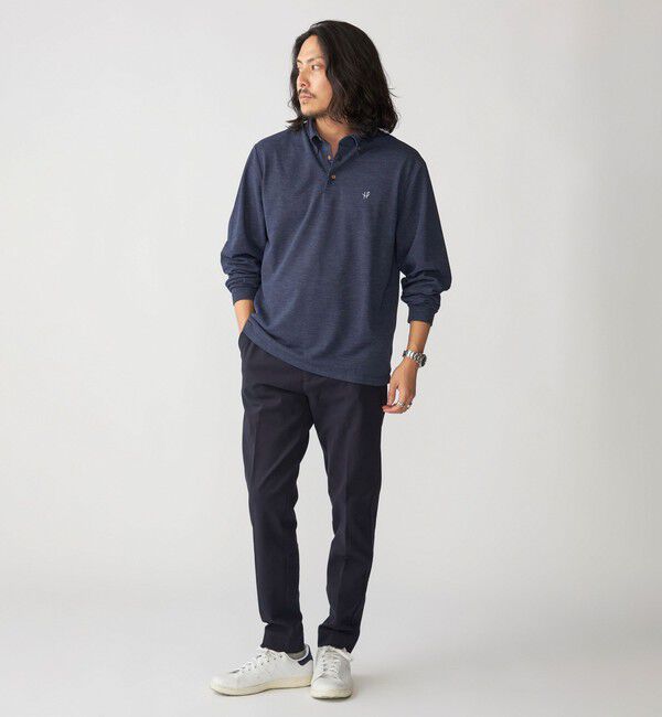 SHIPS「【WEB限定】SHIPS: 吸水速乾・UVケア Drymix（R）ワンポイントロゴ ボタンダウン 長袖ポロシャツ」|ポロシャツ|