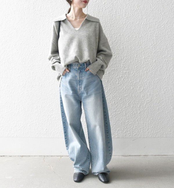 SHIPS any「【WEB限定】SHIPS any: 〈手洗い可能〉AQUA カシミヤ ミックス スキッパー カラー プルオーバー」|ニット・セーター|