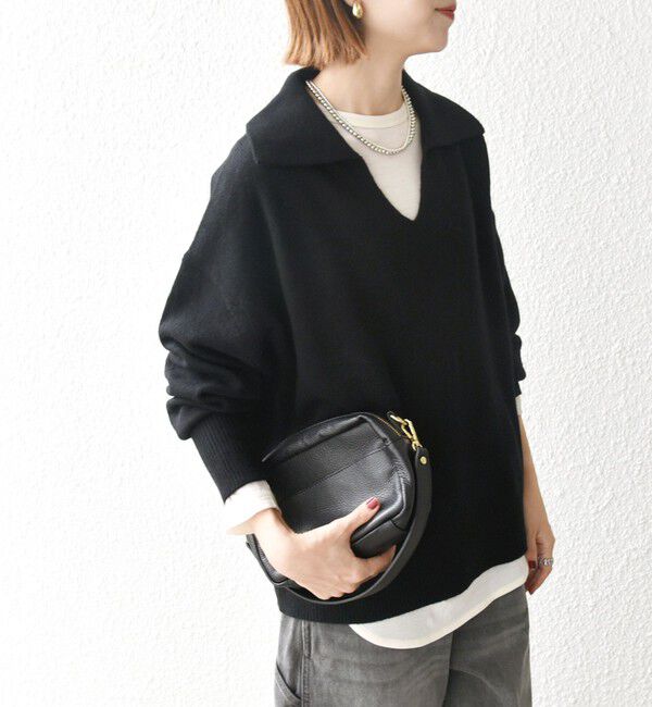 SHIPS any「【WEB限定】SHIPS any: 〈手洗い可能〉AQUA カシミヤ ミックス スキッパー カラー プルオーバー」|ニット・セーター|