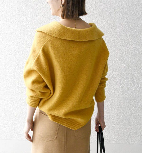 SHIPS any「【WEB限定】SHIPS any: 〈手洗い可能〉AQUA カシミヤ ミックス スキッパー カラー プルオーバー」|ニット・セーター|