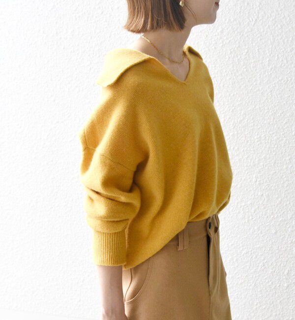 SHIPS any「【WEB限定】SHIPS any: 〈手洗い可能〉AQUA カシミヤ ミックス スキッパー カラー プルオーバー」|ニット・セーター|