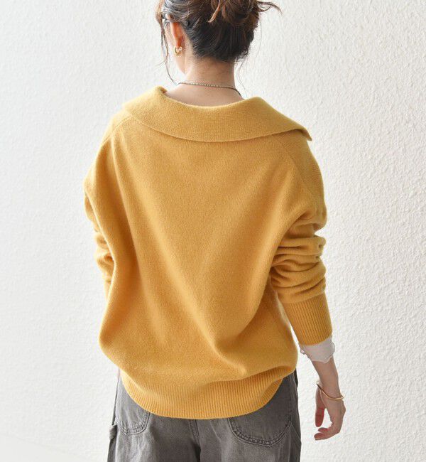 SHIPS any「【WEB限定】SHIPS any: 〈手洗い可能〉AQUA カシミヤ ミックス スキッパー カラー プルオーバー」|ニット・セーター|