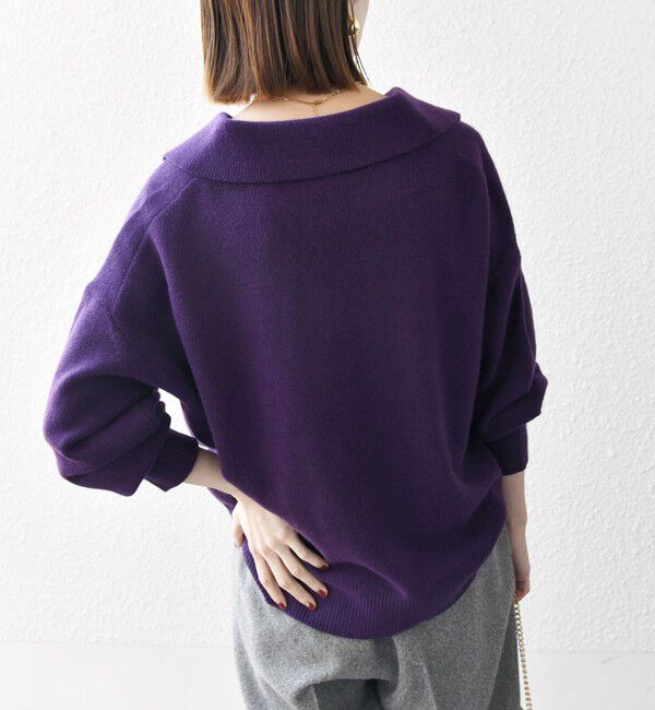 SHIPS any「【WEB限定】SHIPS any: 〈手洗い可能〉AQUA カシミヤ ミックス スキッパー カラー プルオーバー」|ニット・セーター|