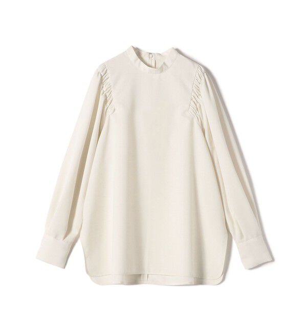 SHIPS for women「〈手洗い可能〉ウール混 スタンドカラー 袖 シャーリング ブラウス」|シャツ・ブラウス|