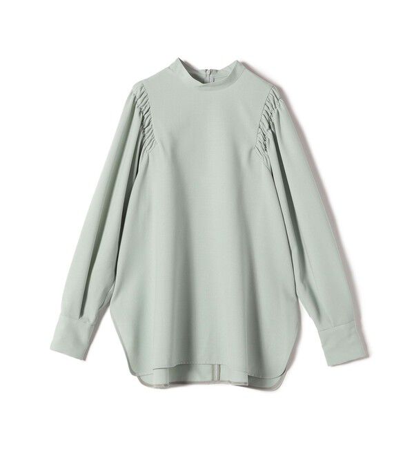 SHIPS for women「〈手洗い可能〉ウール混 スタンドカラー 袖 シャーリング ブラウス」|シャツ・ブラウス|