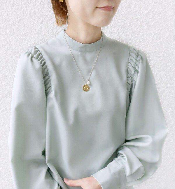 SHIPS for women「〈手洗い可能〉ウール混 スタンドカラー 袖 シャーリング ブラウス」|シャツ・ブラウス|