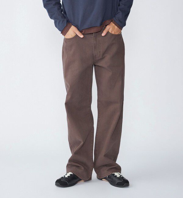 SHIPS「City Ambient Products: 12オンス ストレート バギー デニム パンツ」|デニム|ブラウン