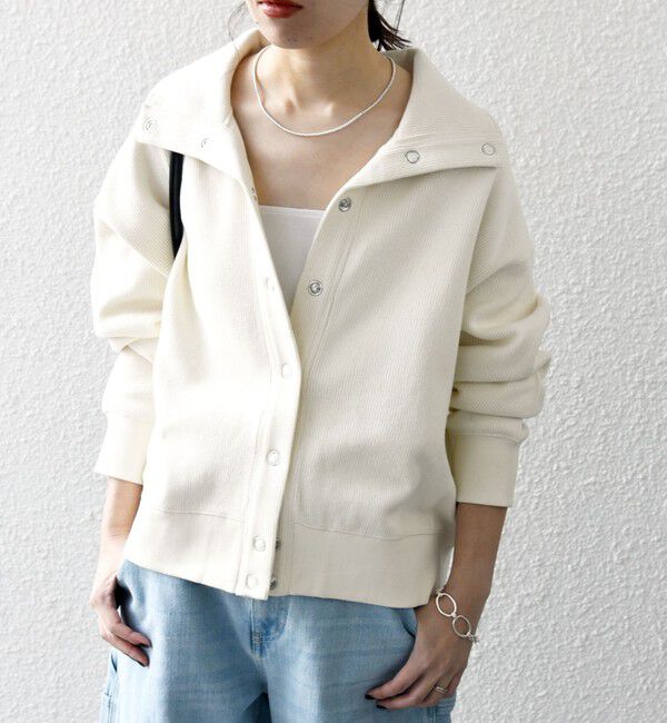 SHIPS any「SHIPS any:〈手洗い可能〉サカリバ スナップ スタンドカラー ブルゾン カットソー」|Tシャツ・カットソー|