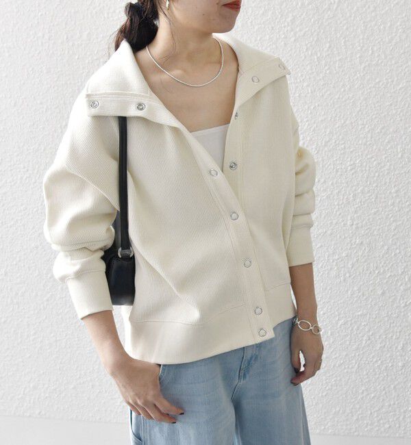 SHIPS any「SHIPS any:〈手洗い可能〉サカリバ スナップ スタンドカラー ブルゾン カットソー」|Tシャツ・カットソー|