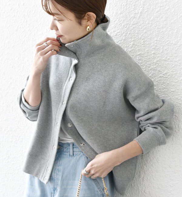 SHIPS any「SHIPS any:〈手洗い可能〉サカリバ スナップ スタンドカラー ブルゾン カットソー」|Tシャツ・カットソー|