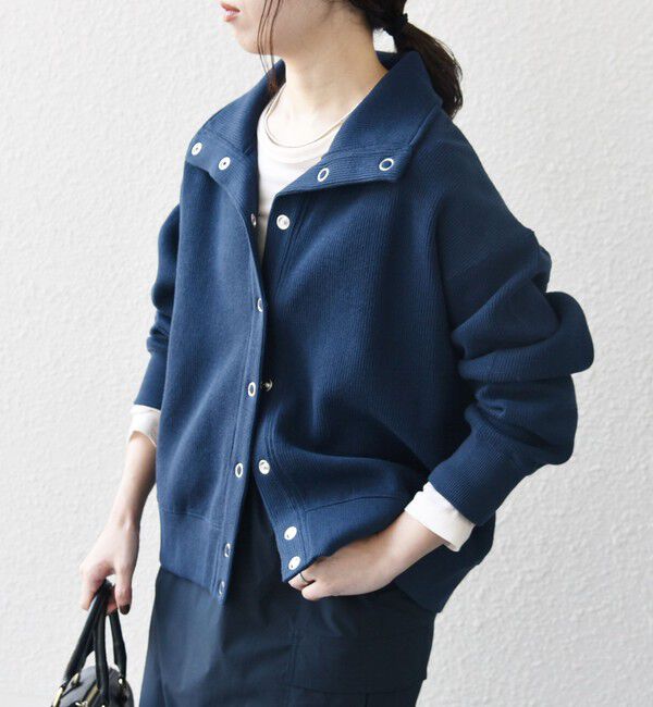 SHIPS any「SHIPS any:〈手洗い可能〉サカリバ スナップ スタンドカラー ブルゾン カットソー」|Tシャツ・カットソー|