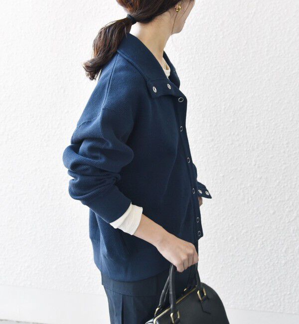 SHIPS any「SHIPS any:〈手洗い可能〉サカリバ スナップ スタンドカラー ブルゾン カットソー」|Tシャツ・カットソー|