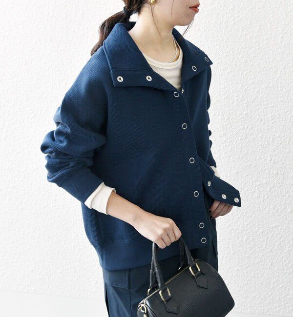 SHIPS any「SHIPS any:〈手洗い可能〉サカリバ スナップ スタンドカラー ブルゾン カットソー」|Tシャツ・カットソー|