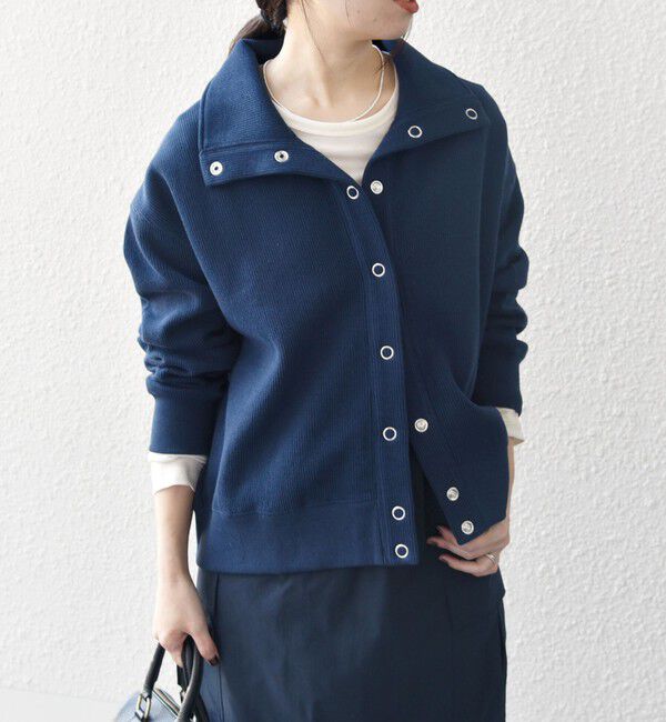 SHIPS any「SHIPS any:〈手洗い可能〉サカリバ スナップ スタンドカラー ブルゾン カットソー」|Tシャツ・カットソー|