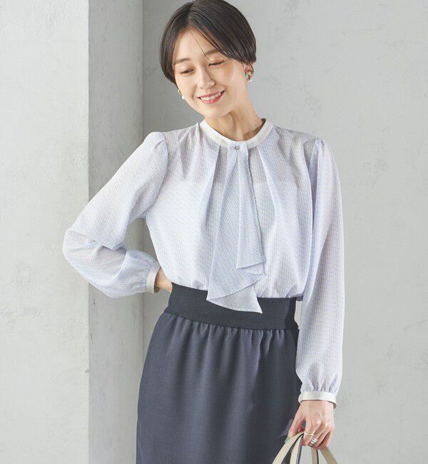 SHIPS for women「〈手洗い可能〉ボウタイ 幾何 プリント 長袖 ブラウス」|シャツ・ブラウス|