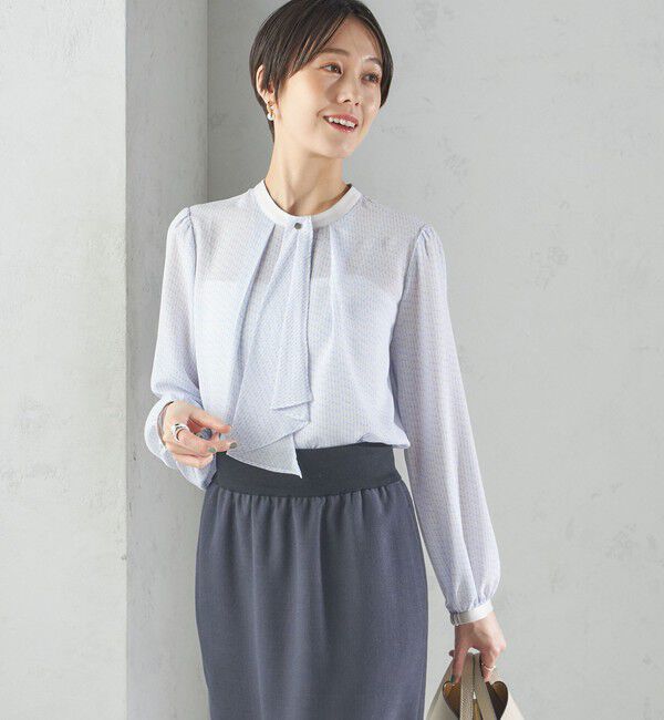 SHIPS for women「〈手洗い可能〉ボウタイ 幾何 プリント 長袖 ブラウス」|シャツ・ブラウス|