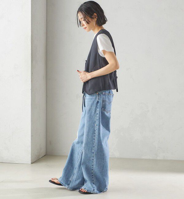 SHIPS for women「〈手洗い可能〉Asami 麻調合繊 ショート ジレ」|ベスト・ジレ|