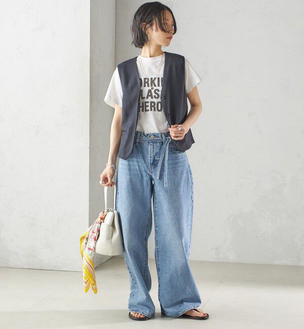 SHIPS for women「〈手洗い可能〉Asami 麻調合繊 ショート ジレ」|ベスト・ジレ|