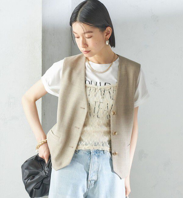 SHIPS for women「〈手洗い可能〉Asami 麻調合繊 ショート ジレ」|ベスト・ジレ|